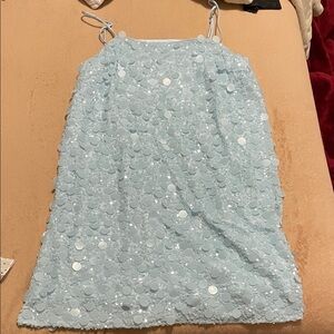 Charming Light Blue Dress with Sequins